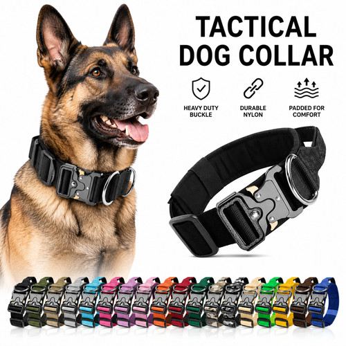 Tactical dog collar heavy duty - dog,