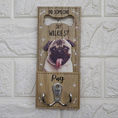 Pug dog lead hook twin - pug,