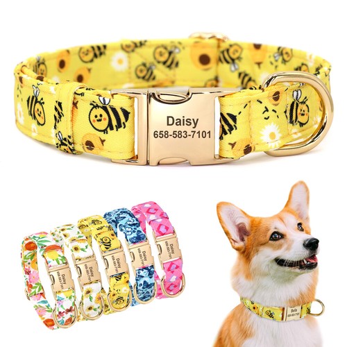 Floral personalised dog - floral, collar